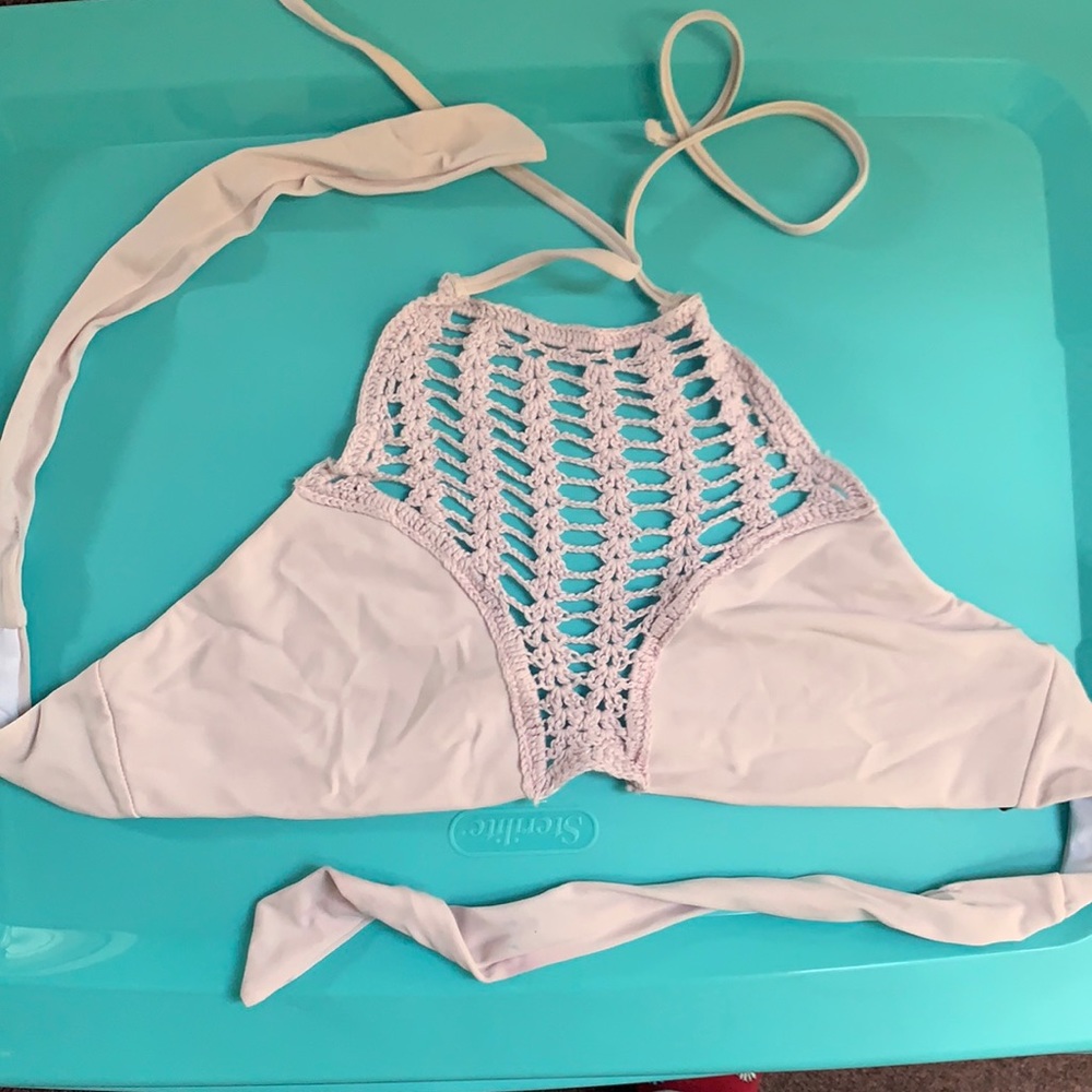 LA hearts crocheted bikini top